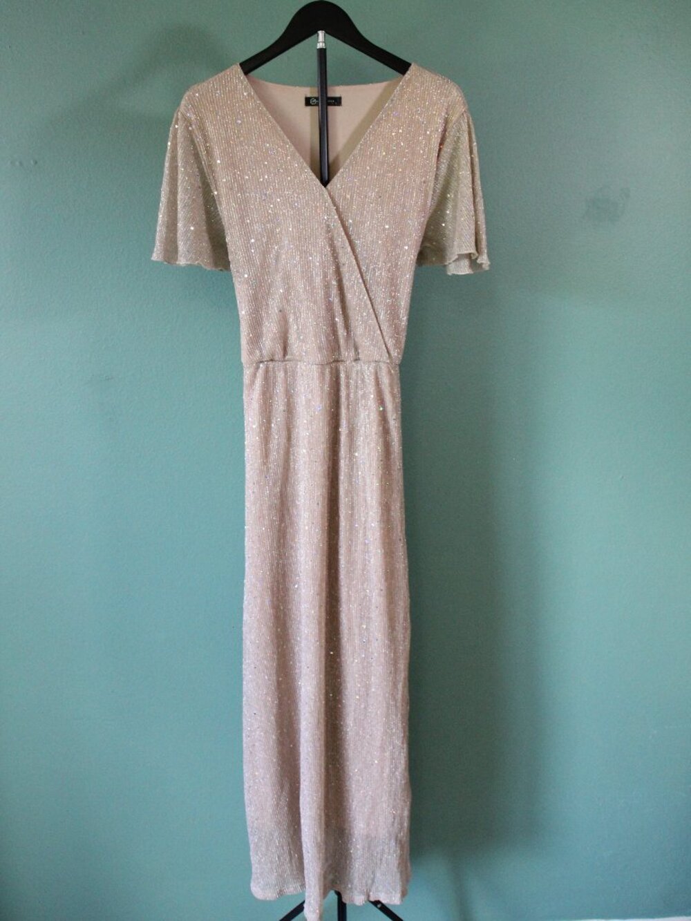 Women's A-Line Formal Wrap Dress With Sequins